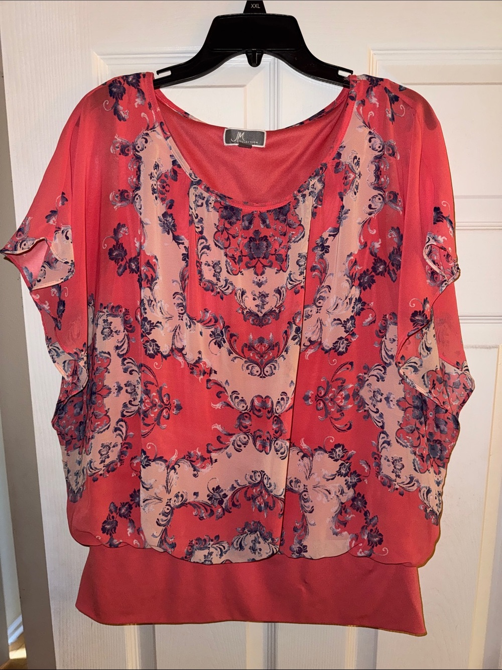 JM Collection Coral Paisley Print Blouse